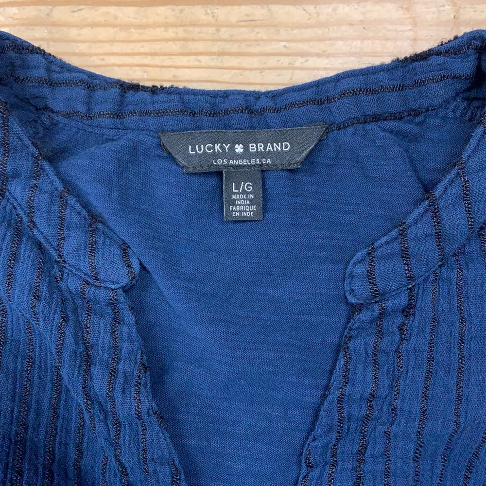 Lucky Brand Ladies Size L Blouse Button Top blue - Picture 2 of 6
